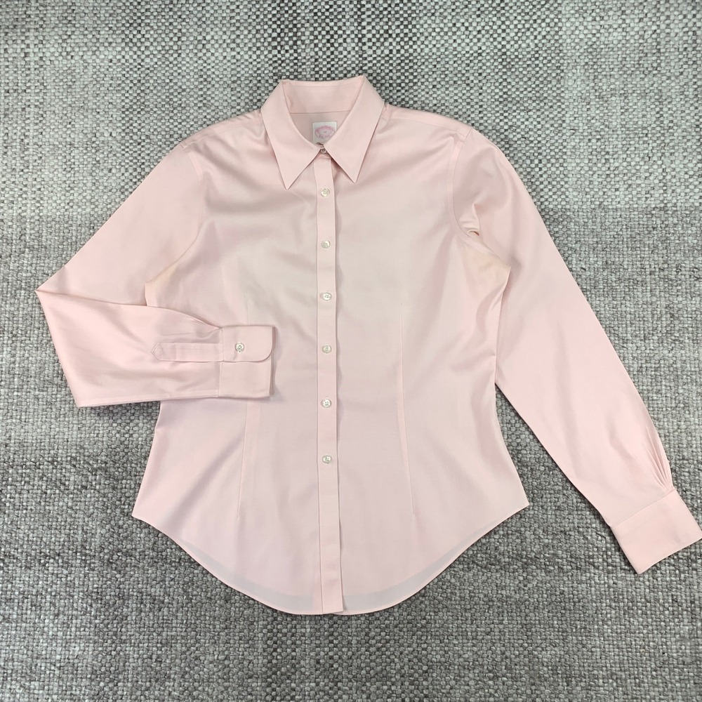 Brooks Brothers Button Up Women 10 Pink Tailored Fit Non-Iron Stretch Shirt